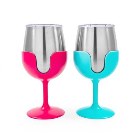 CAMCO 126.1915 Life is Better at the Campsite Wine Tumbler Blue & Pink 0126.1915